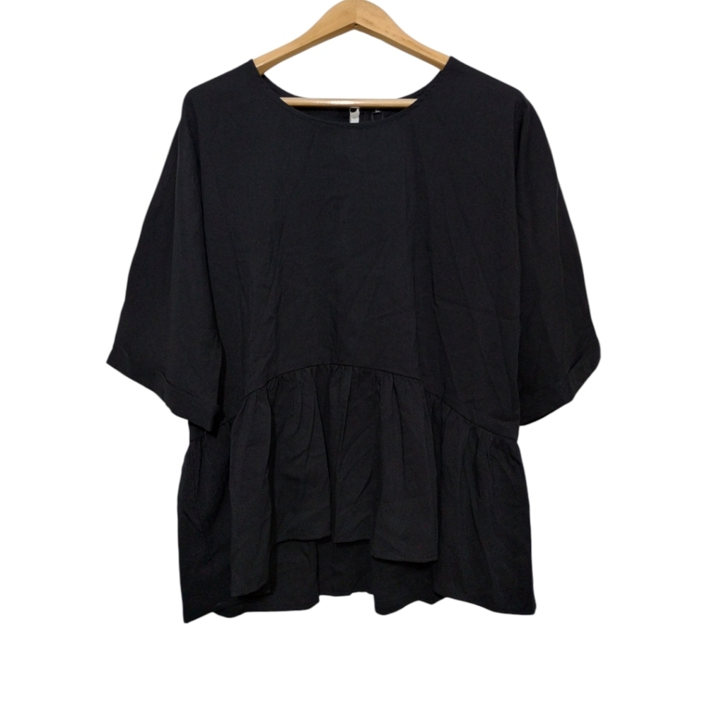 OUGES Women's XL Blouse Peplum Lagenlook Loose Minimalist